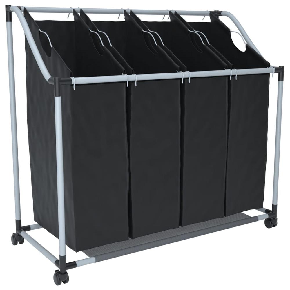 Laundry Sorter with 4 Bags Black Gray, 240367. Picture 2