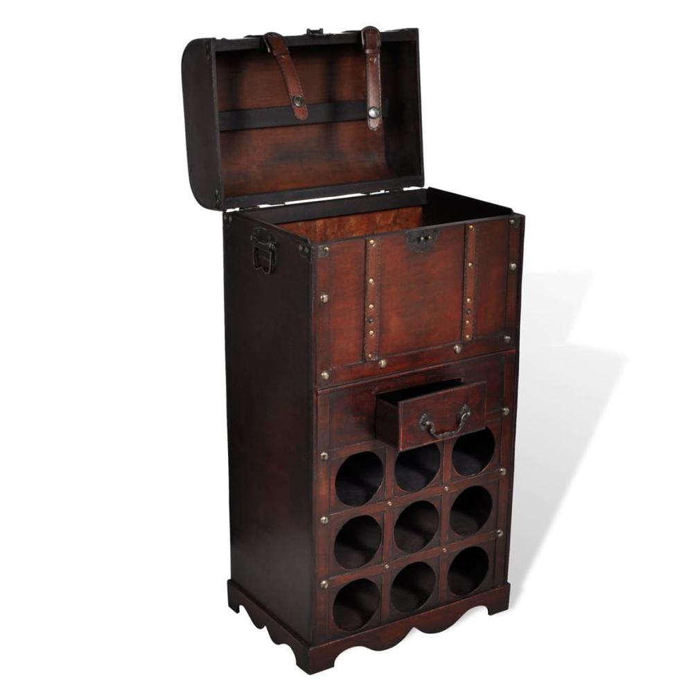 vidaXL Wooden Wine Rack for 9 Bottles with Storage, 240506. Picture 3