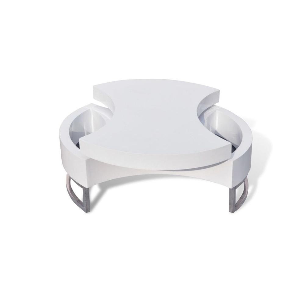 Coffee Table Shape-Adjustable High Gloss White, 240424. Picture 3