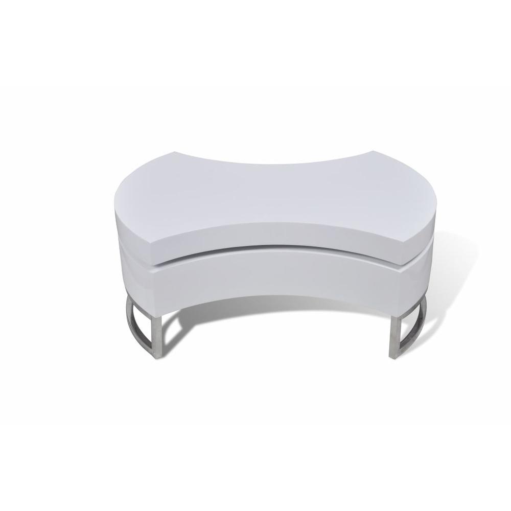 Coffee Table Shape-Adjustable High Gloss White, 240424. Picture 5