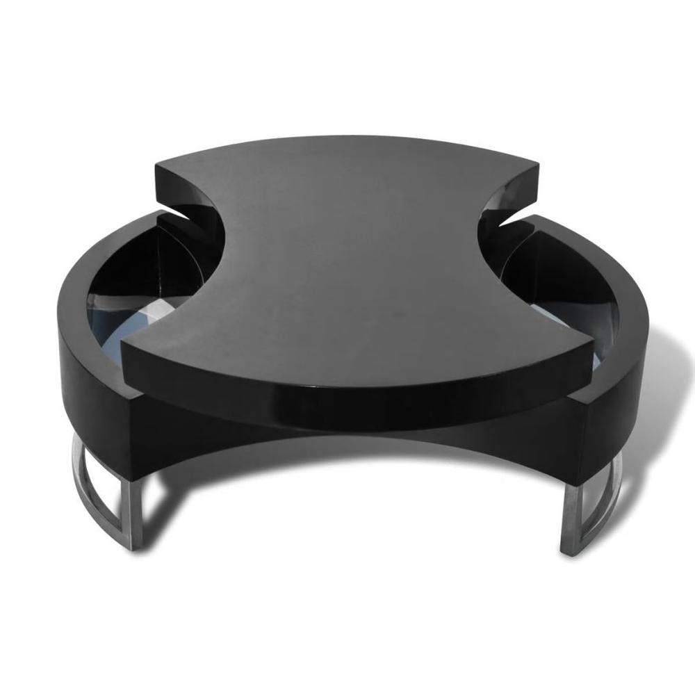 vidaXL Coffee Table Shape-Adjustable High Gloss Black, 240425. Picture 4