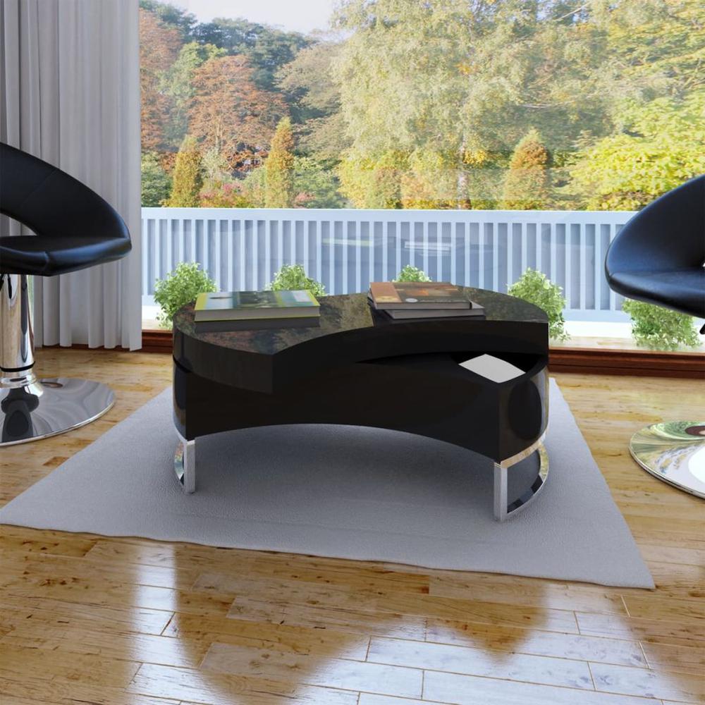 vidaXL Coffee Table Shape-Adjustable High Gloss Black, 240425. Picture 1