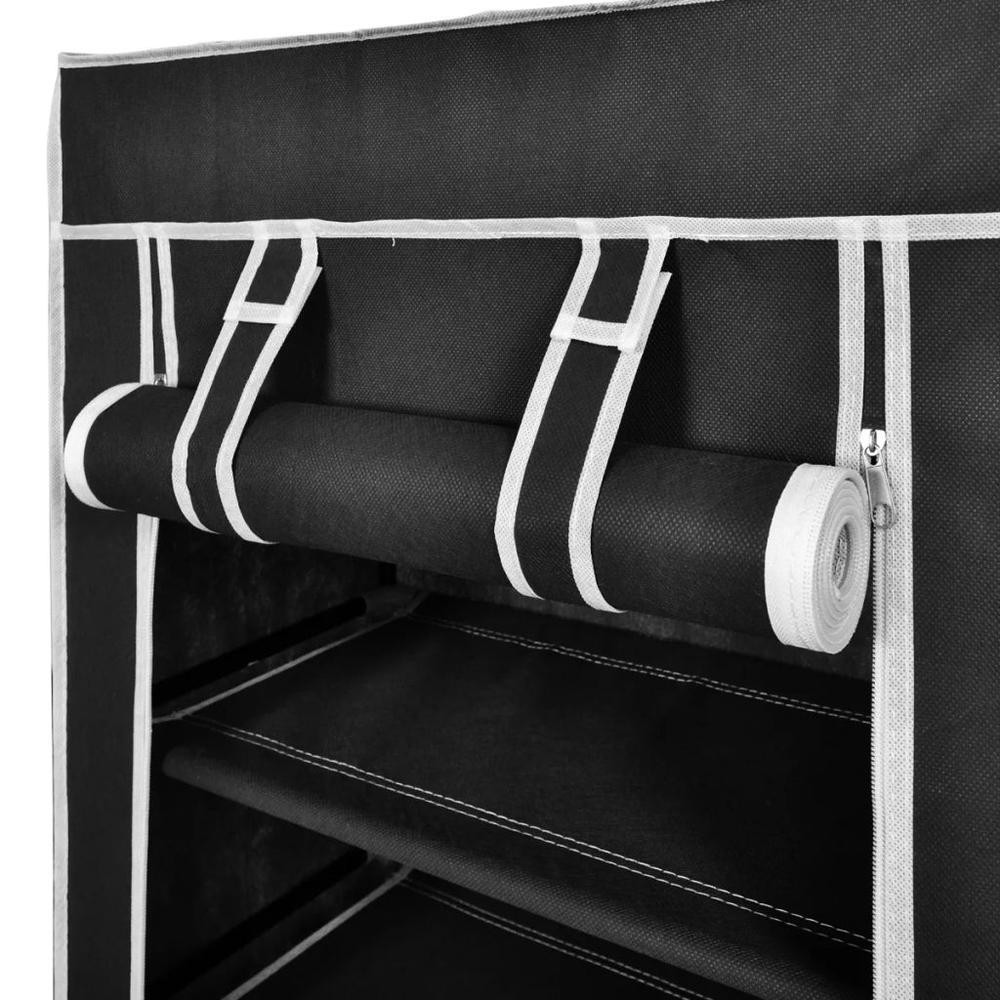 Fabric Shoe Cabinet with Cover 23" x 11" x 42" Black, 240503. Picture 4