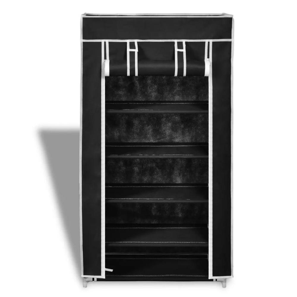Fabric Shoe Cabinet with Cover 23" x 11" x 42" Black, 240503. Picture 6