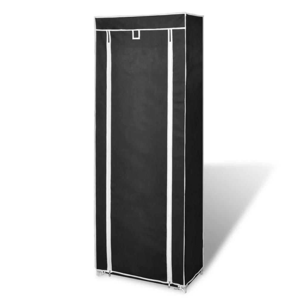 Fabric Shoe Cabinet with Cover 22" x 11" x 64" Black, 240491. Picture 3