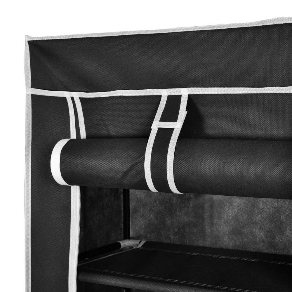 Fabric Shoe Cabinet with Cover 22" x 11" x 64" Black, 240491. Picture 5