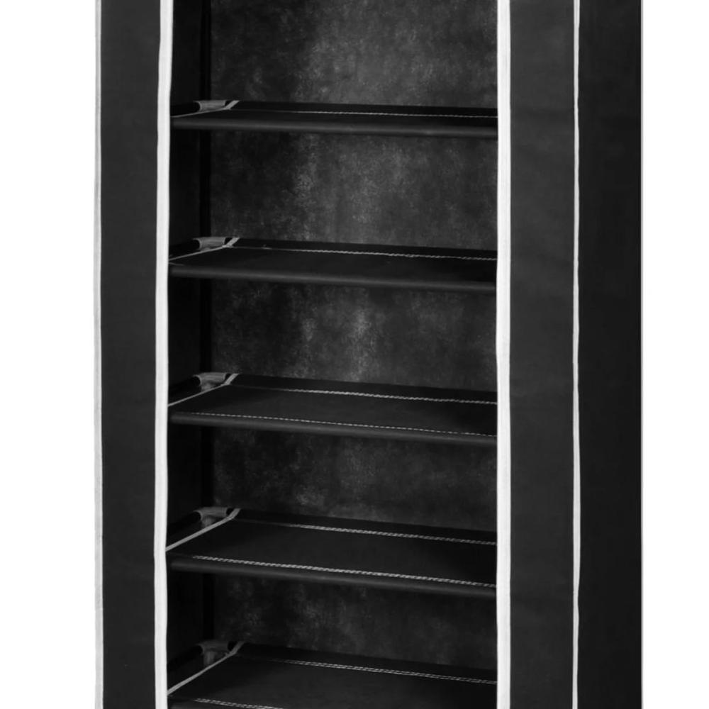 Fabric Shoe Cabinet with Cover 22" x 11" x 64" Black, 240491. Picture 6