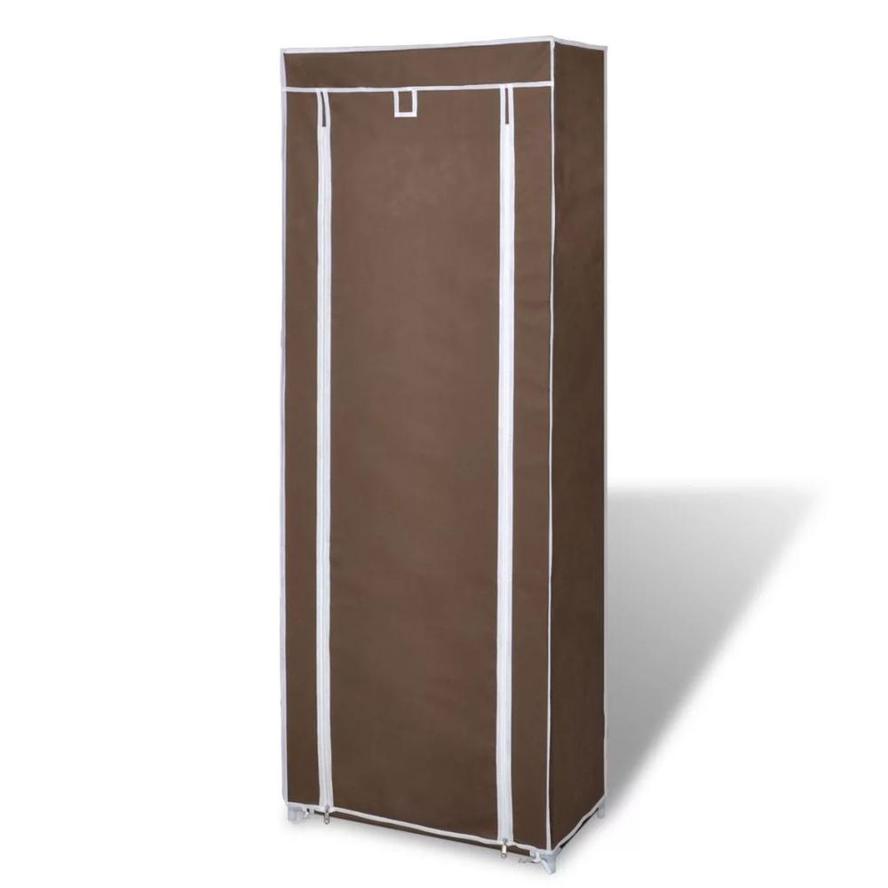 Fabric Shoe Cabinet with Cover 22" x 11" x 64" Brown, 240492. Picture 3