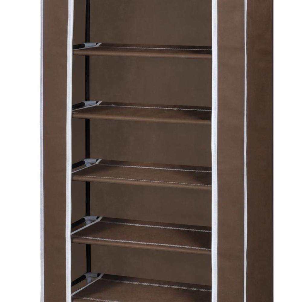 Fabric Shoe Cabinet with Cover 22" x 11" x 64" Brown, 240492. Picture 6