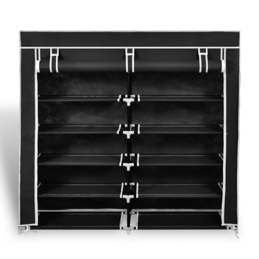 vidaXL Fabric Shoe Cabinet with Cover 45" x 11" x 43" Black, 240493. Picture 2