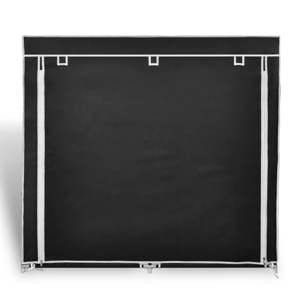 vidaXL Fabric Shoe Cabinet with Cover 45" x 11" x 43" Black, 240493. Picture 3