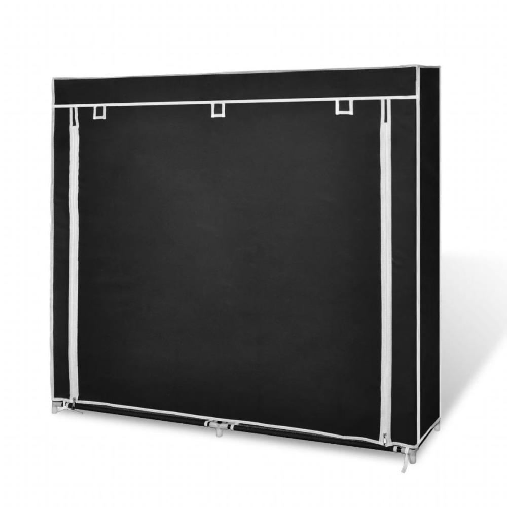 vidaXL Fabric Shoe Cabinet with Cover 45" x 11" x 43" Black, 240493. Picture 4