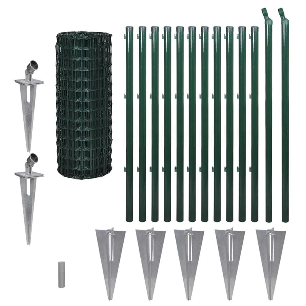 vidaXL Euro Fence Steel 82ft x 3.3ft Green, 140561. Picture 2