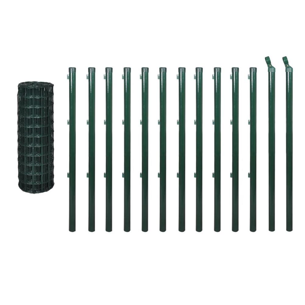 vidaXL Euro Fence Steel 82ft x 2.6ft Green, 140568. Picture 2