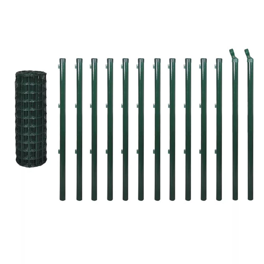 vidaXL Euro Fence Steel 82ft x 3.3ft Green, 140569. Picture 2