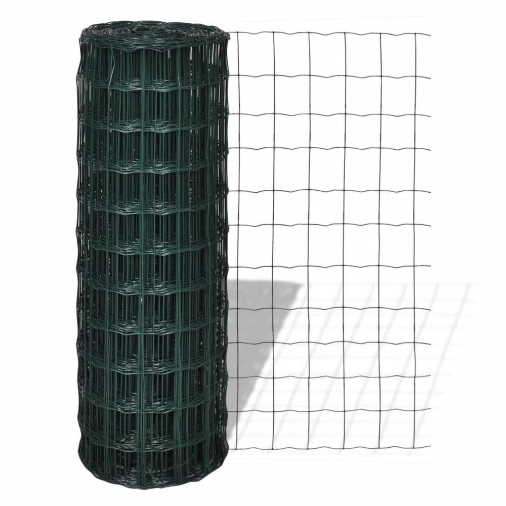 vidaXL Euro Fence Steel 32.8ft x 2.6ft Green, 140572. Picture 1