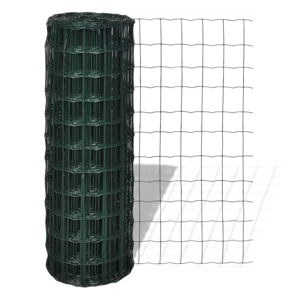 vidaXL Euro Fence Steel 82ft x 2.6ft Green, 140578. Picture 1