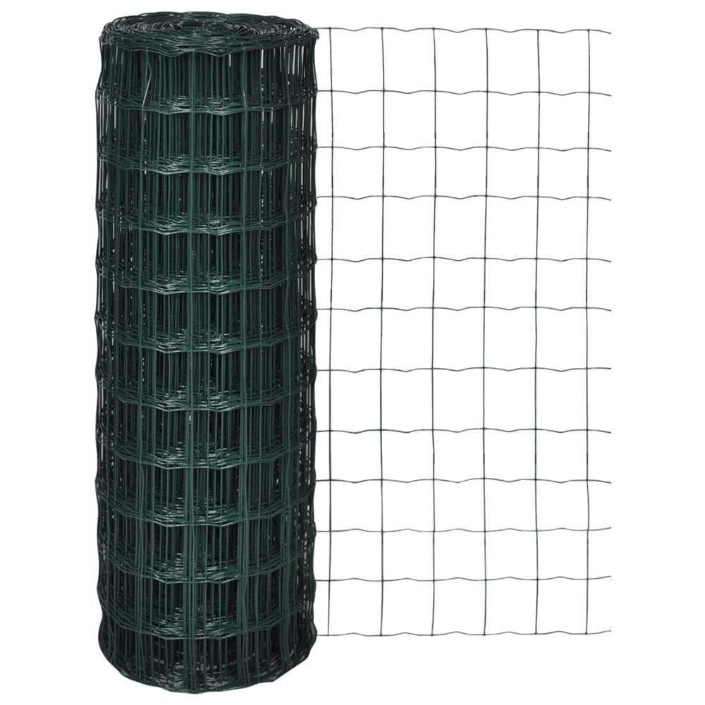 vidaXL Euro Fence Steel 82ft x 2.6ft Green, 140590. Picture 1