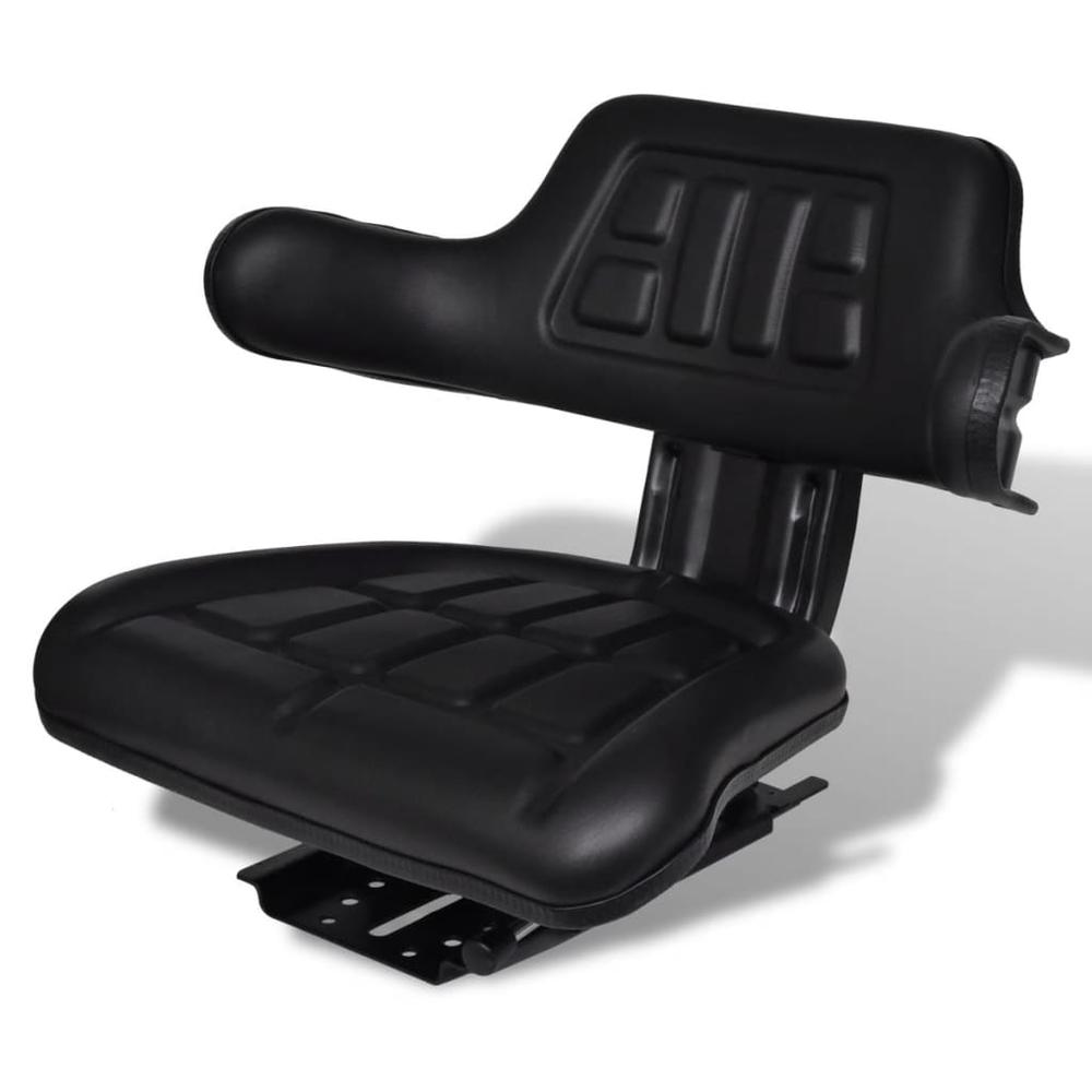 vidaXL Tractor Seat with Backrest Black, 210202. Picture 1