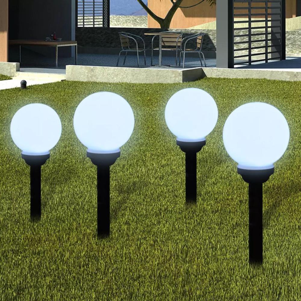 vidaXL Outdoor Path Garden Solar Lamp Solar Ball Light LED 5.9" 4pcs with Ground Spike 0863. Picture 1