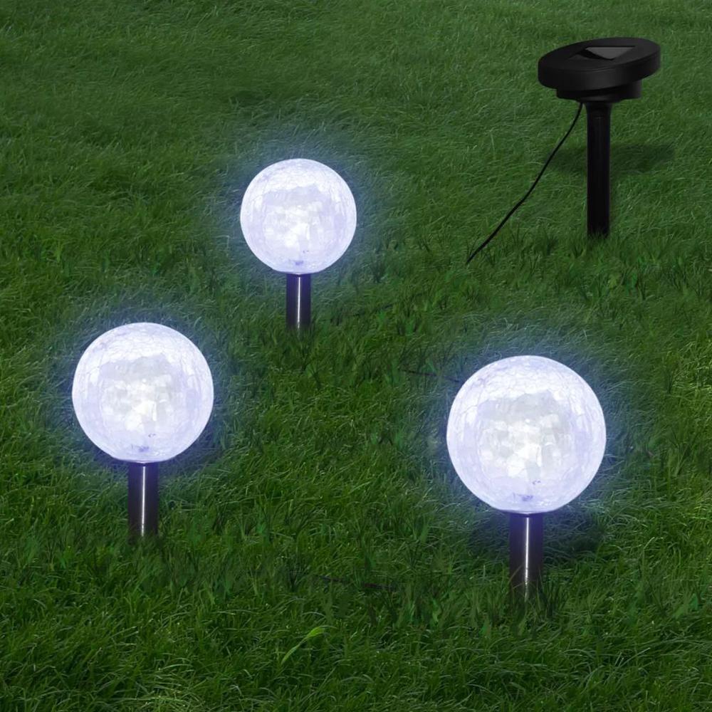 vidaXL Solar Bowl 3 LED Garden Lights with Spike Anchors & Solar Panel 0870. Picture 1
