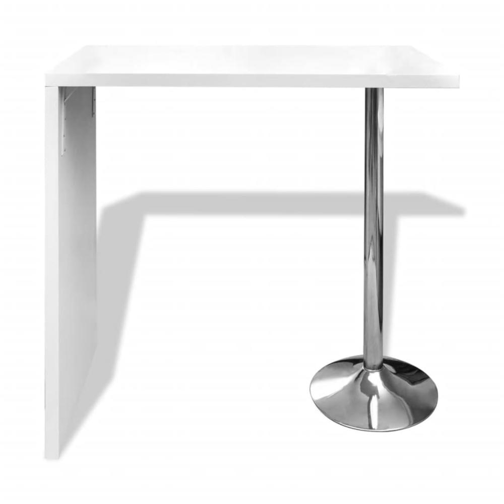 vidaXL Bar Table MDF with 1 Steel Leg High Gloss White, 240819. Picture 3