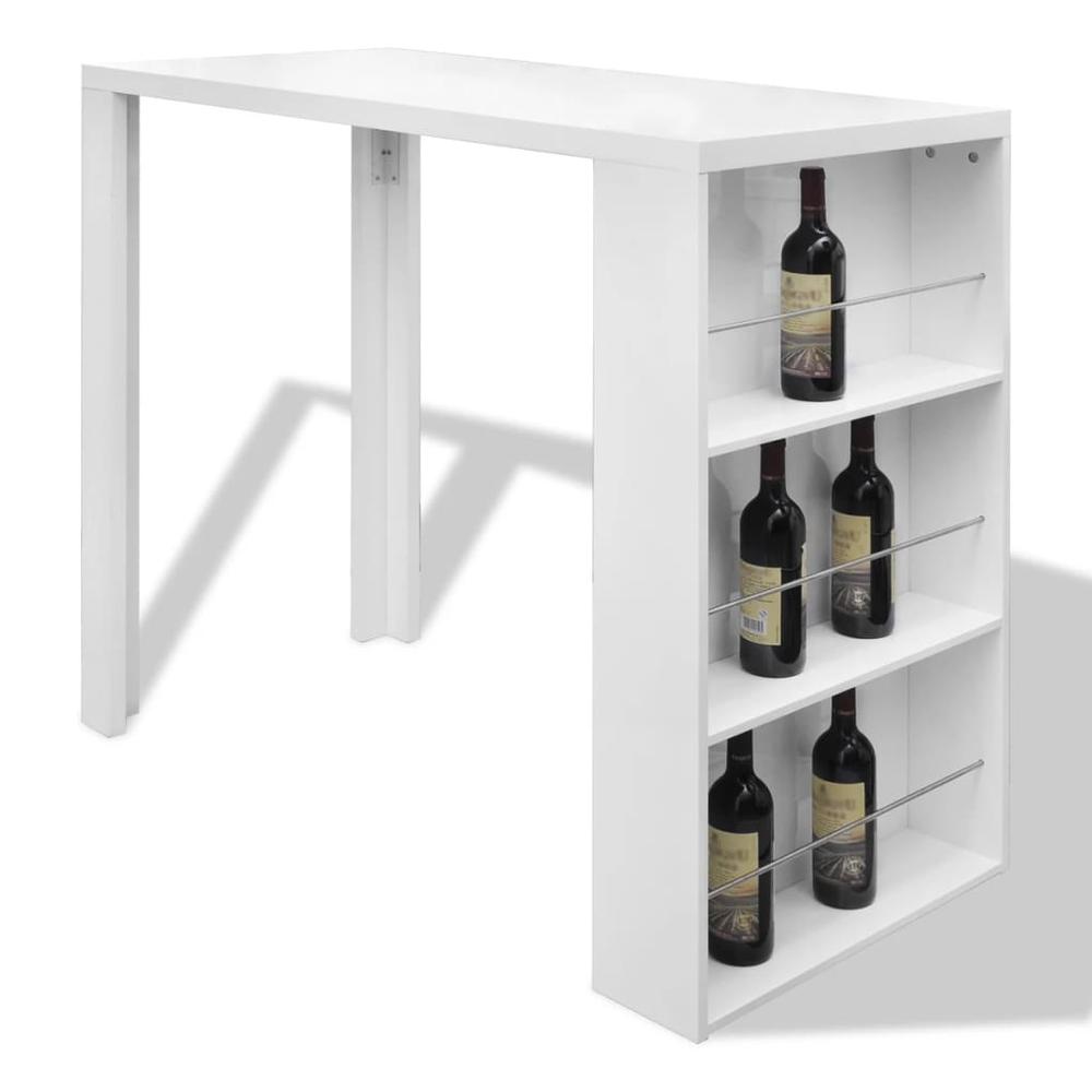 vidaXL Bar Table MDF with Wine Rack High Gloss White, 240820. Picture 2