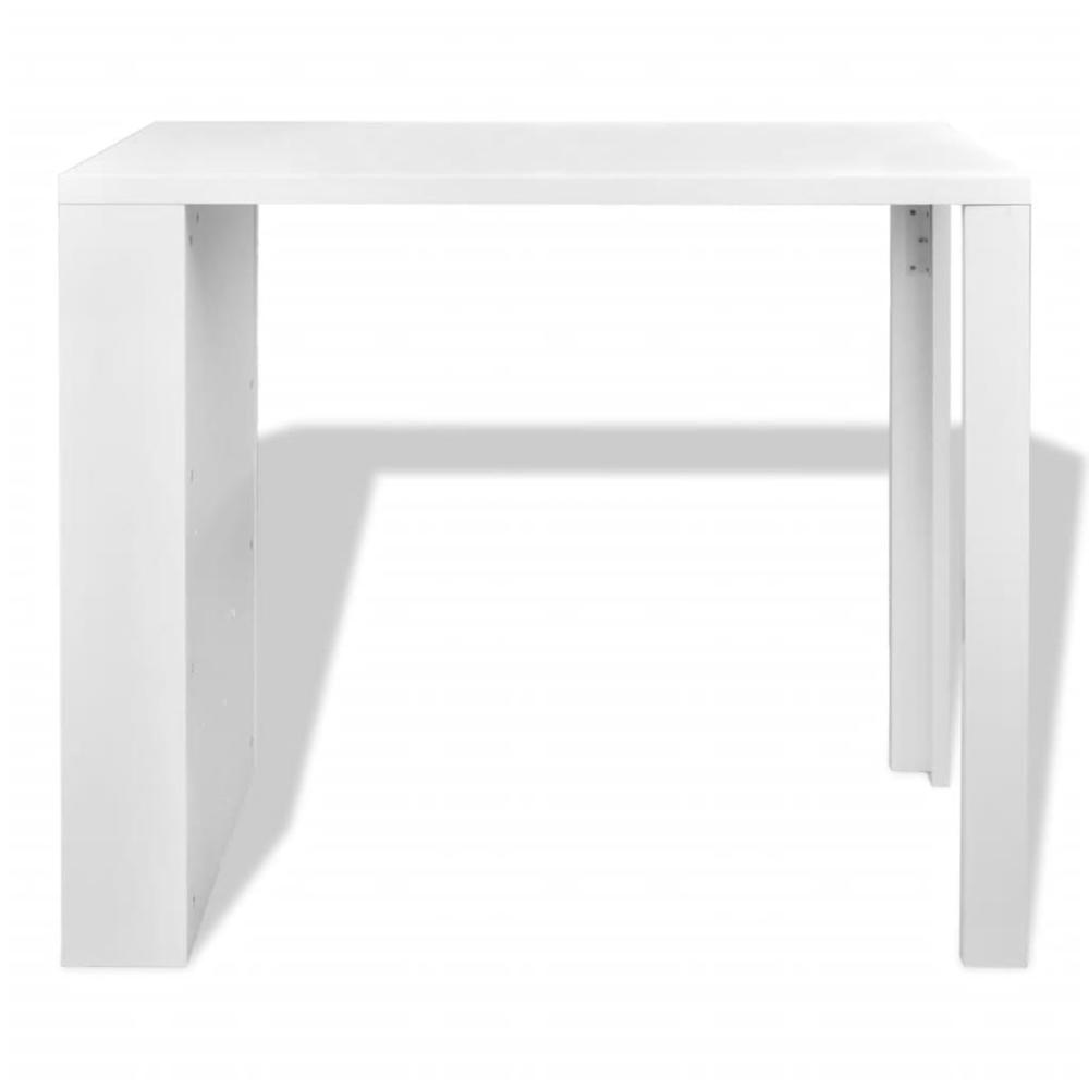 vidaXL Bar Table MDF with Wine Rack High Gloss White, 240820. Picture 3