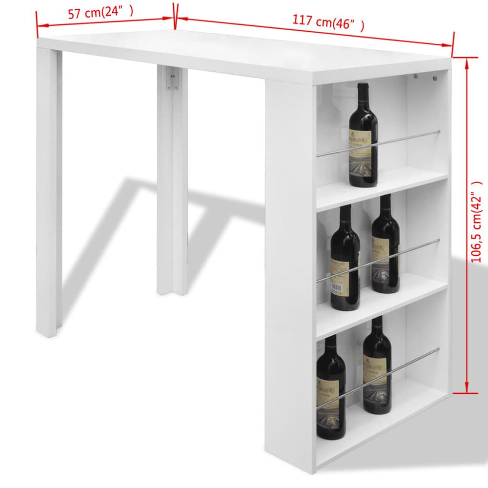 vidaXL Bar Table MDF with Wine Rack High Gloss White, 240820. Picture 6