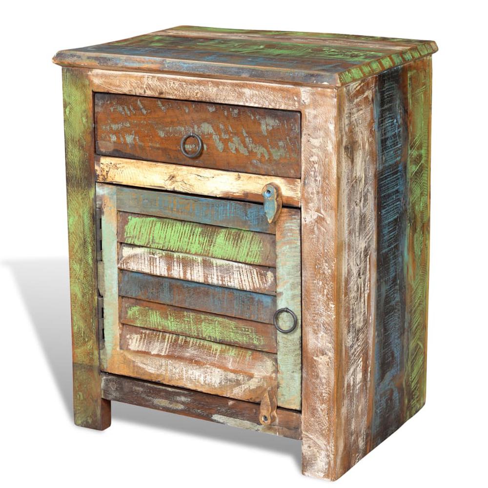 vidaXL End Table with 1 Drawer 1 Door Reclaimed Wood, 240950. Picture 1