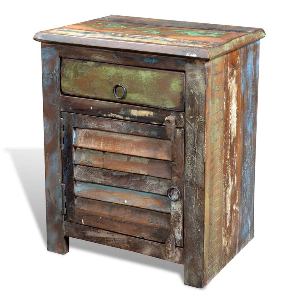 vidaXL End Table with 1 Drawer 1 Door Reclaimed Wood, 240950. Picture 5