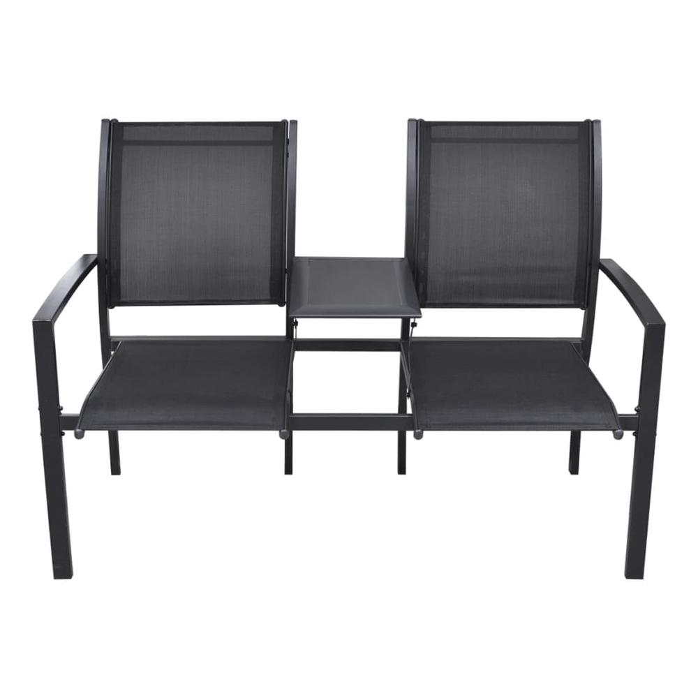 2 Seater Patio Bench 51.6" Steel and Textilene Black. Picture 2