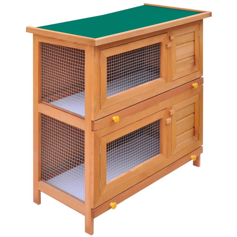 Outdoor Rabbit Hutch Small Animal House Pet Cage 4 Doors Wood, 170159. Picture 1