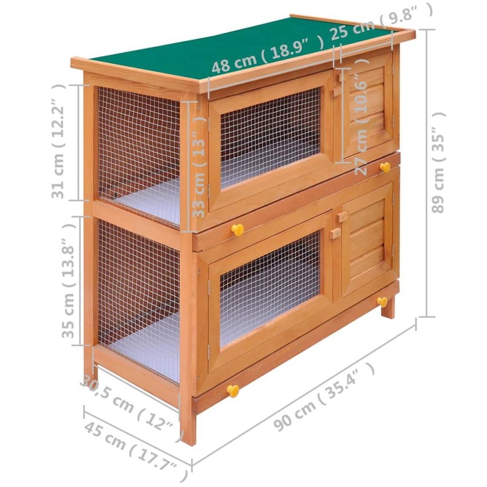 Outdoor Rabbit Hutch Small Animal House Pet Cage 4 Doors Wood, 170159. Picture 6
