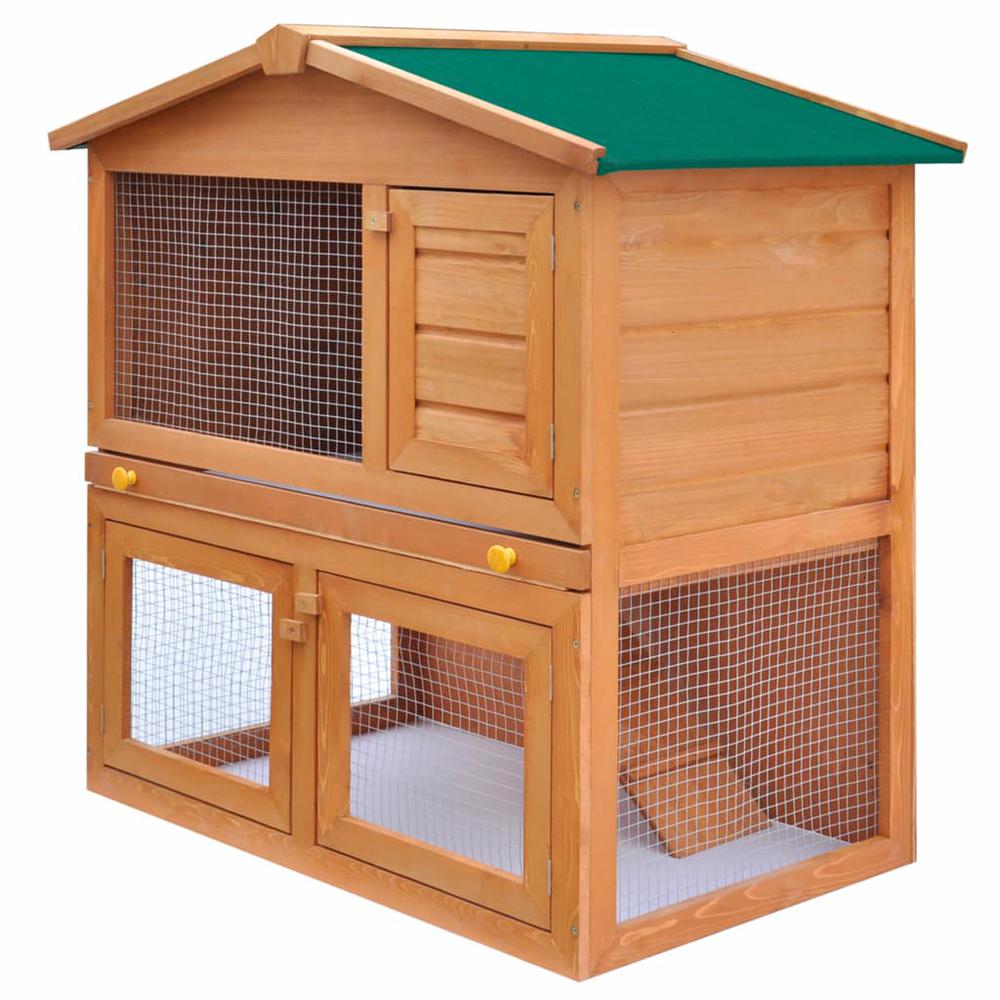 Outdoor Rabbit Hutch Small Animal House Pet Cage 3 Doors Wood, 170160. The main picture.