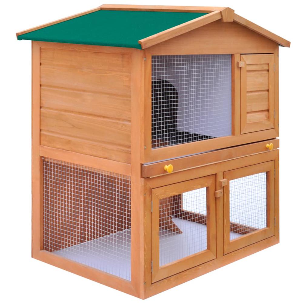 Outdoor Rabbit Hutch Small Animal House Pet Cage 3 Doors Wood, 170160. Picture 2