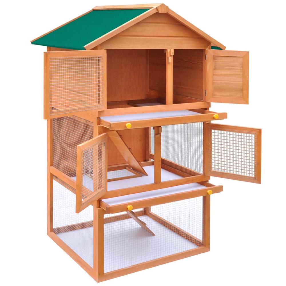 Outdoor Rabbit Hutch Small Animal House Pet Cage 3 Layers Wood, 170161. Picture 3