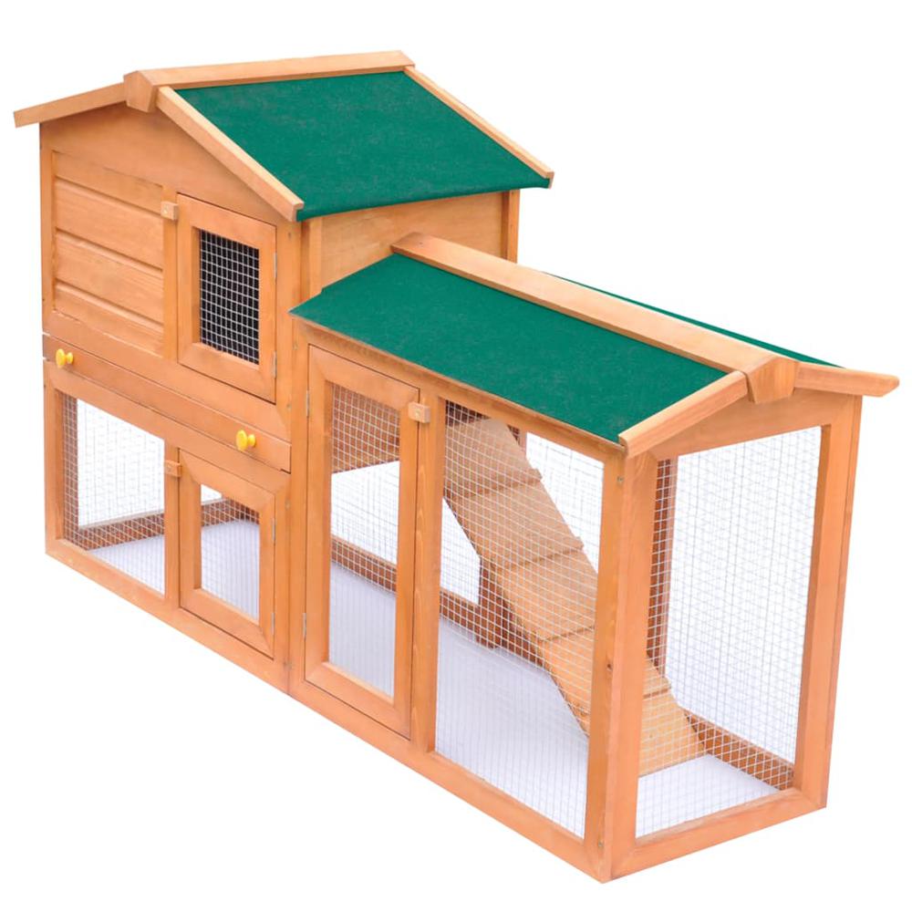 Outdoor Large Rabbit Hutch Small Animal House Pet Cage Wood, 170162. Picture 1