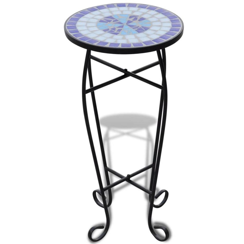 vidaXL Mosaic Side Table Plant Table Blue White, 41128. Picture 2