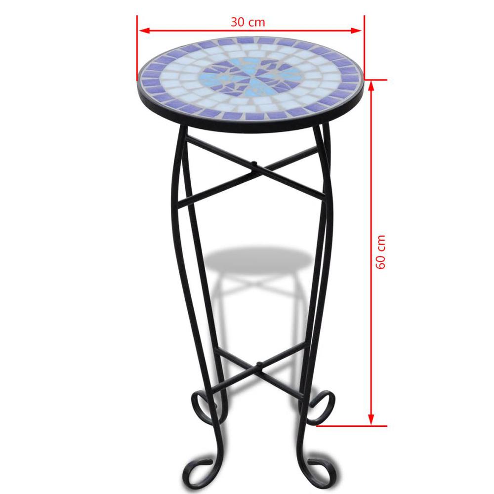 vidaXL Mosaic Side Table Plant Table Blue White, 41128. Picture 5