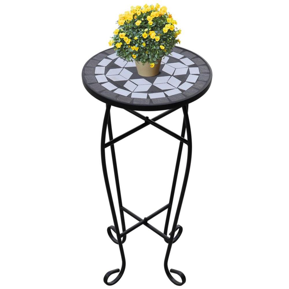 vidaXL Mosaic Side Table Plant Table Black White, 41129. The main picture.