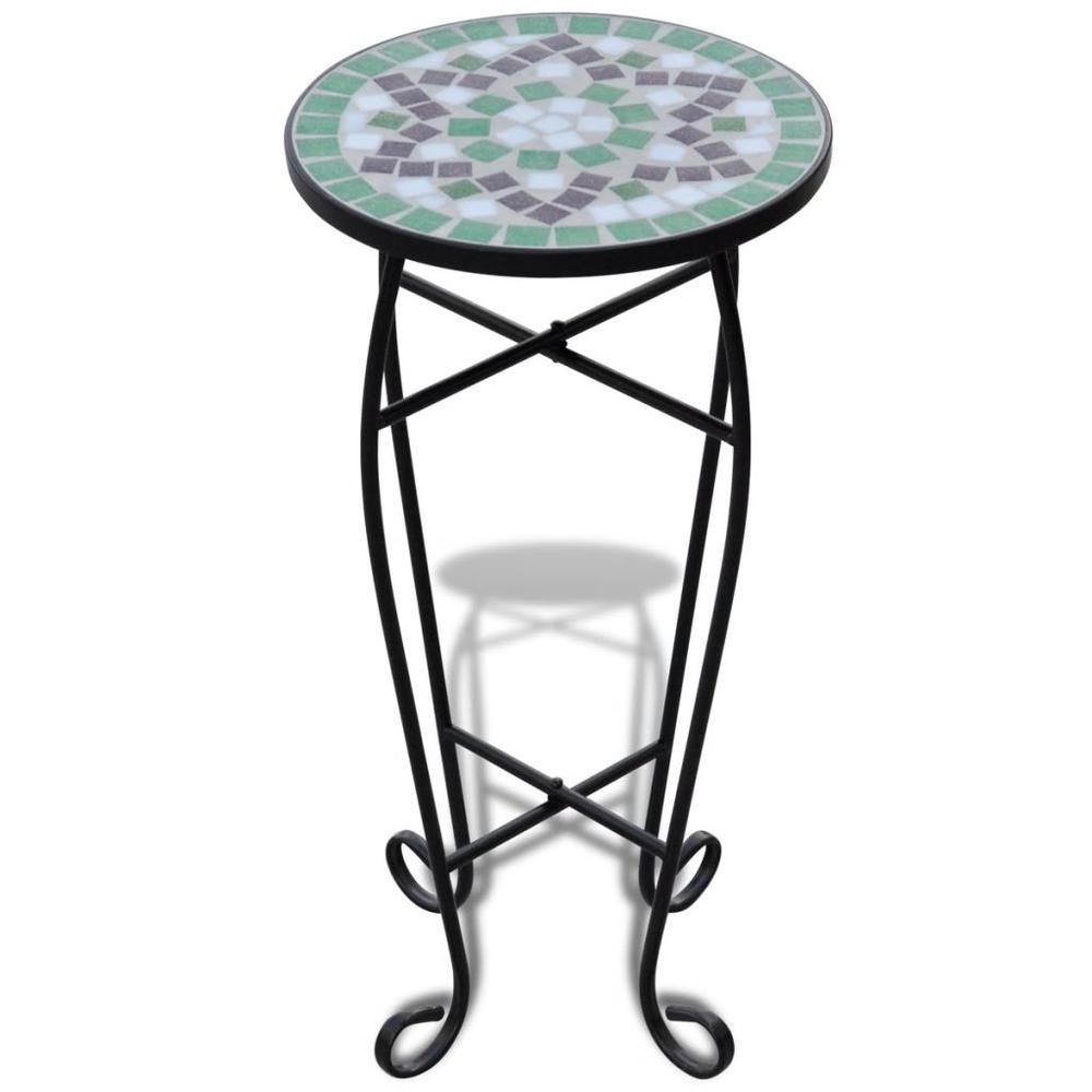vidaXL Mosaic Side Table Plant Table Green White, 41130. Picture 2