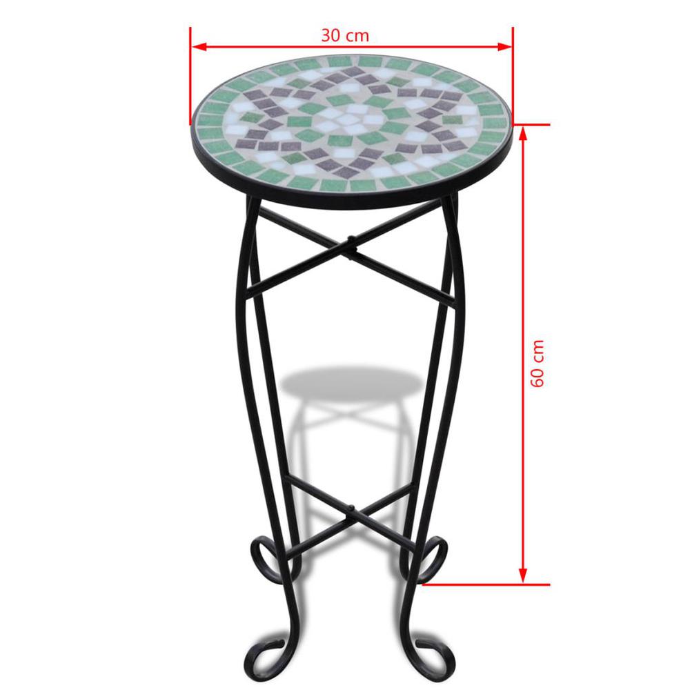 vidaXL Mosaic Side Table Plant Table Green White, 41130. Picture 5