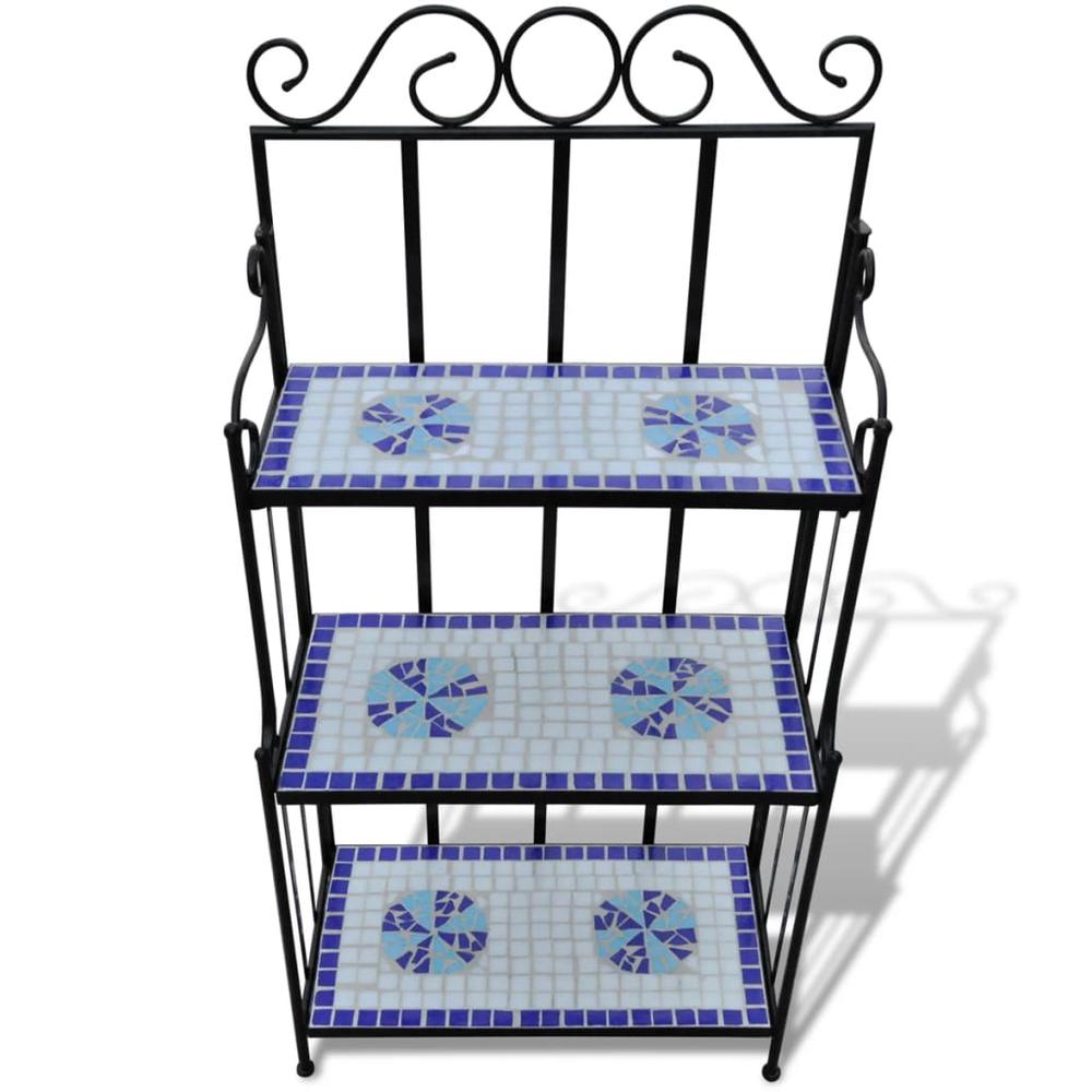 vidaXL Plant Stand Display Blue White Mosaic Pattern, 41132. Picture 2