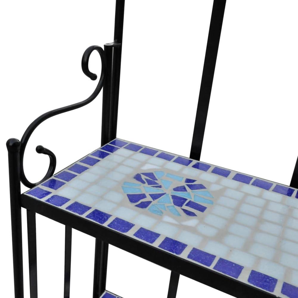 vidaXL Plant Stand Display Blue White Mosaic Pattern, 41132. Picture 3