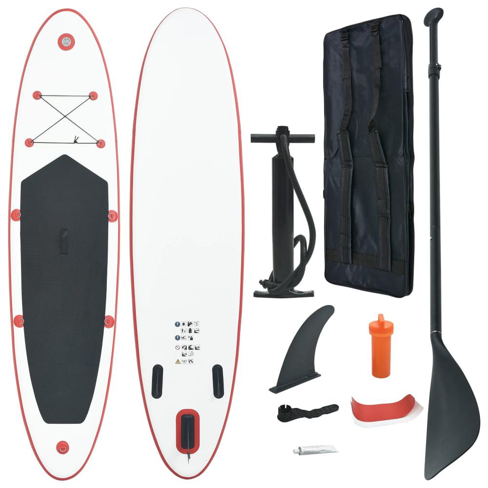 Stand Up Paddle Board Set SUP Surfboard Inflatable Red and White, 90632. Picture 1