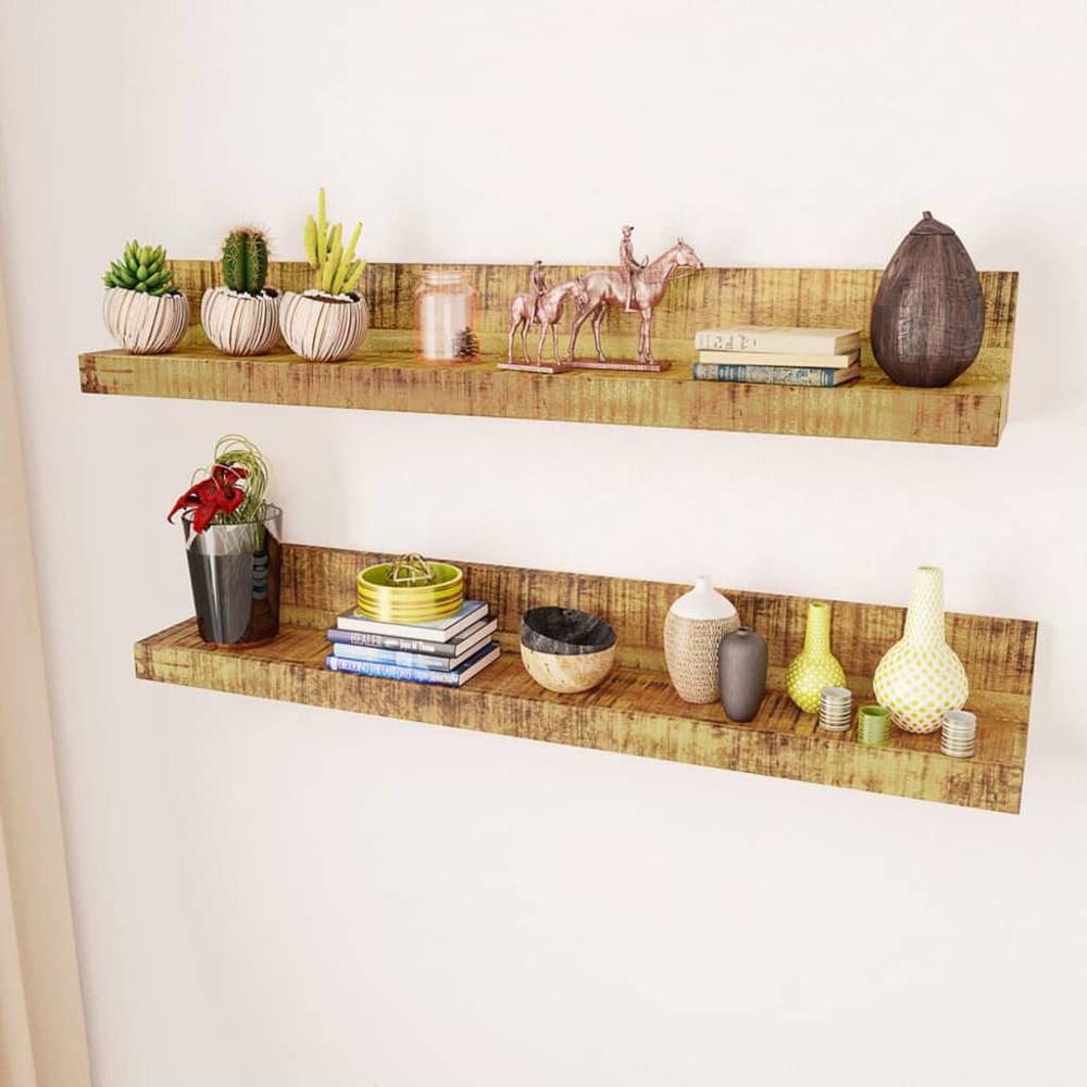 Solid Wood Wall Mounted Display Shelf 2 pcs, 241088. Picture 2