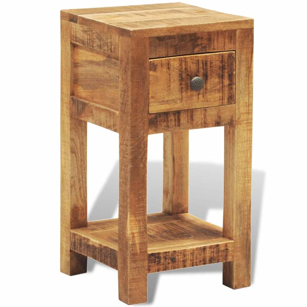 vidaXL Nightstand with 1 Drawer Solid Mango Wood, 241090. Picture 1