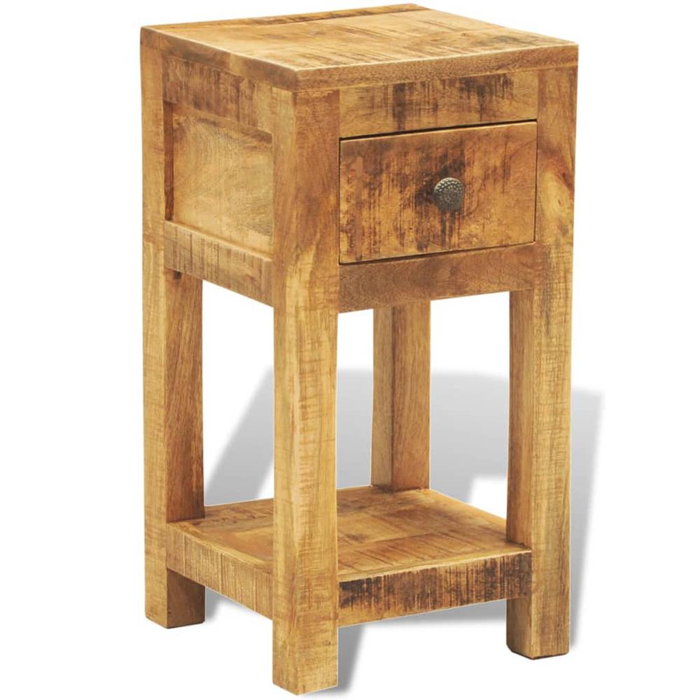 vidaXL Nightstand with 1 Drawer Solid Mango Wood, 241090. Picture 2