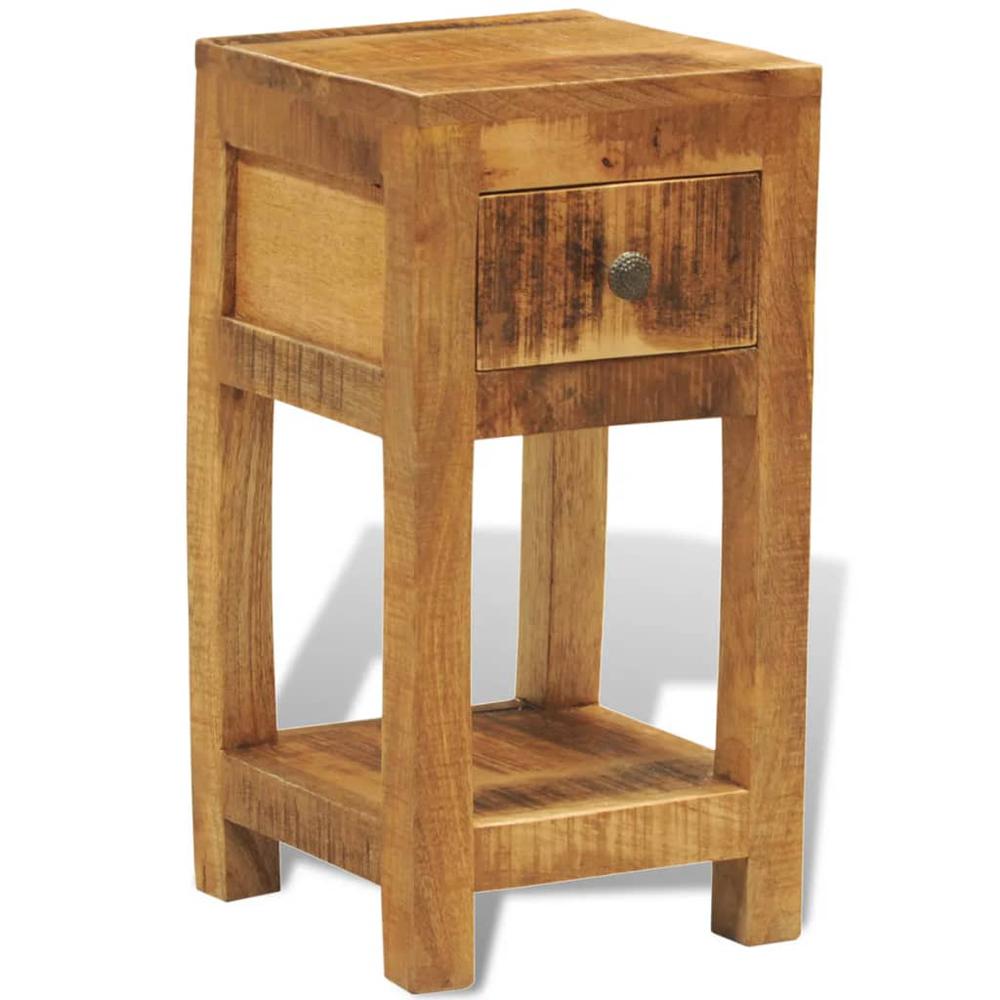 vidaXL Nightstand with 1 Drawer Solid Mango Wood, 241090. Picture 5
